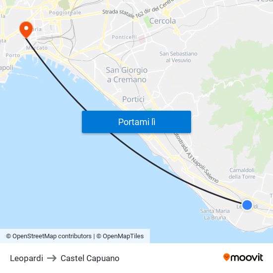 Leopardi to Castel Capuano map