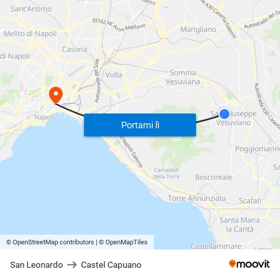 San Leonardo to Castel Capuano map