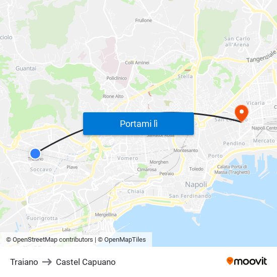 Traiano to Castel Capuano map