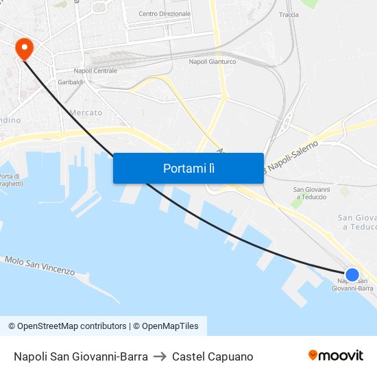 Napoli San Giovanni-Barra to Castel Capuano map