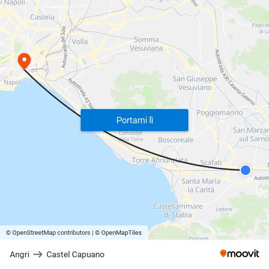Angri to Castel Capuano map
