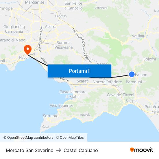 Mercato San Severino to Castel Capuano map