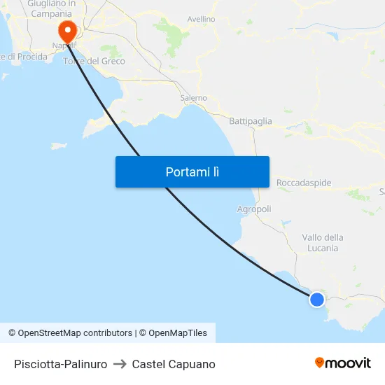 Pisciotta-Palinuro to Castel Capuano map