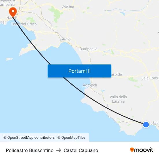 Policastro Bussentino to Castel Capuano map
