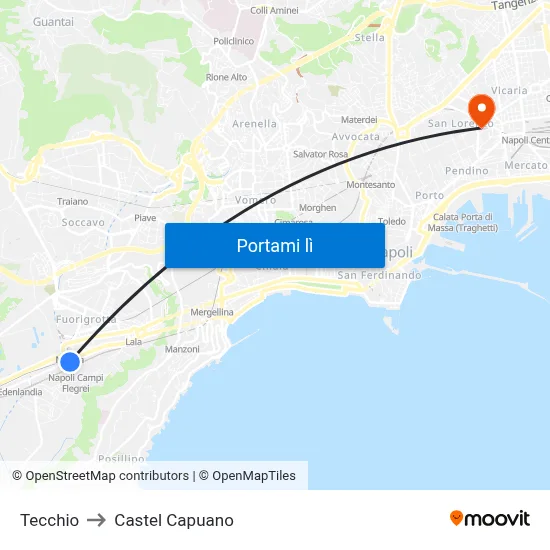 Tecchio to Castel Capuano map