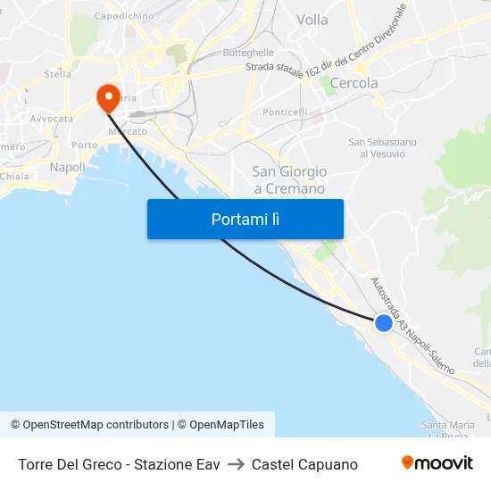 Torre Del Greco - Stazione Eav to Castel Capuano map