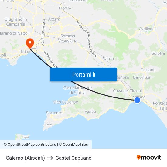Salerno (Aliscafi) to Castel Capuano map