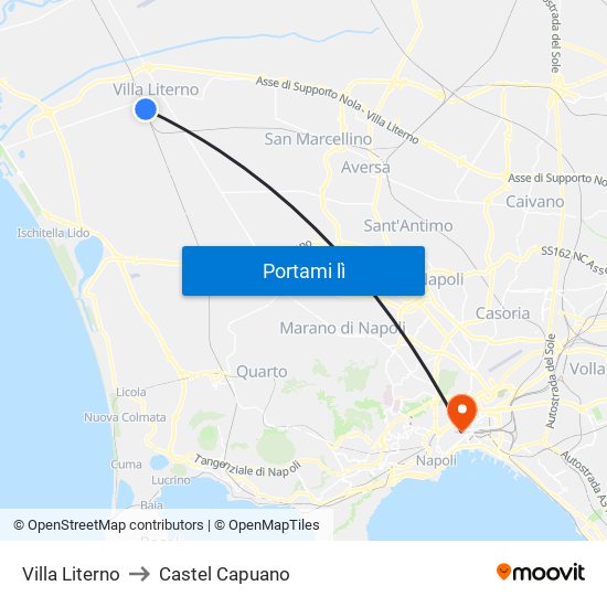 Villa Literno to Castel Capuano map