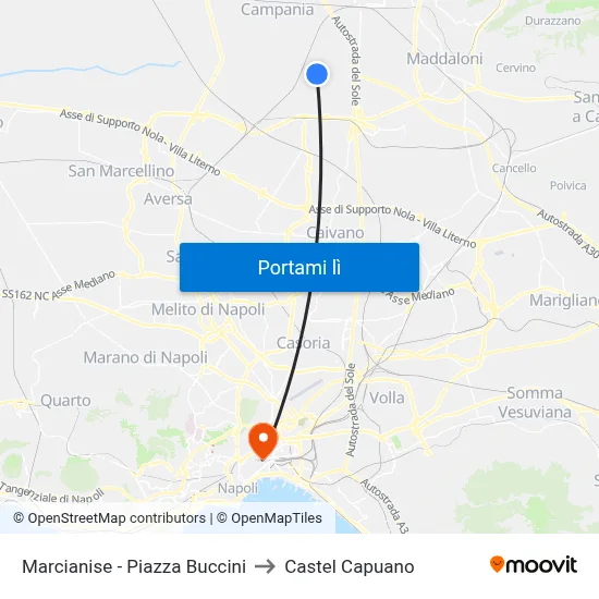 Marcianise - Piazza Buccini to Castel Capuano map