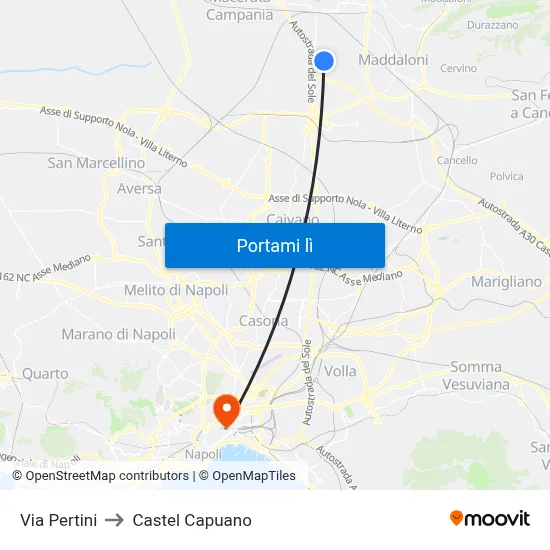 Via Pertini to Castel Capuano map