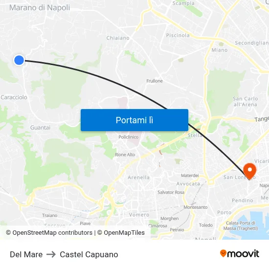 Del Mare to Castel Capuano map