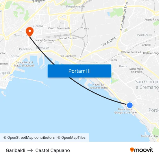 Garibaldi to Castel Capuano map