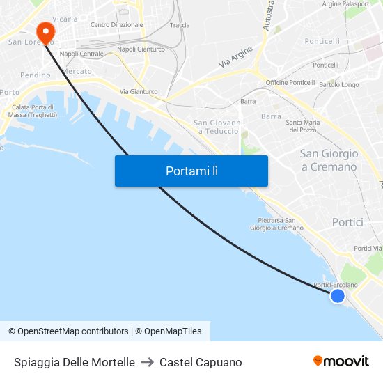 Spiaggia Delle Mortelle to Castel Capuano map