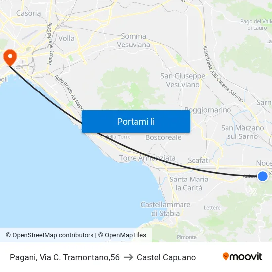 Pagani, Via C. Tramontano,56 to Castel Capuano map
