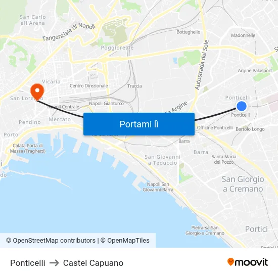 Ponticelli to Castel Capuano map