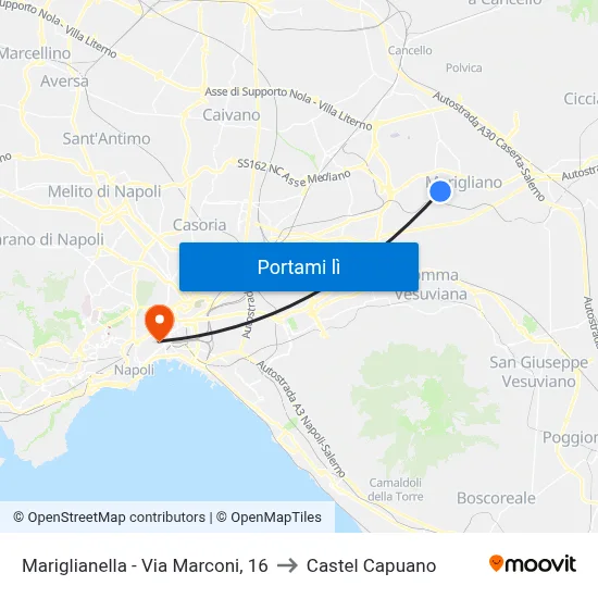 Mariglianella - Via Marconi, 16 to Castel Capuano map