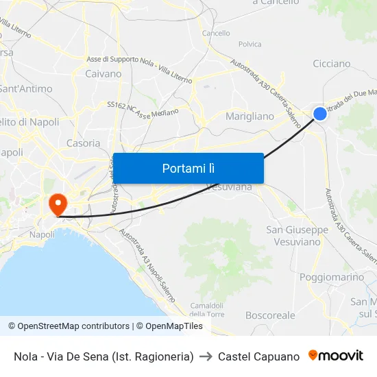 Nola - Via De Sena (Ist. Ragioneria) to Castel Capuano map