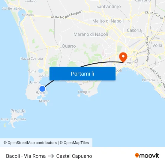Bacoli - Via Roma to Castel Capuano map
