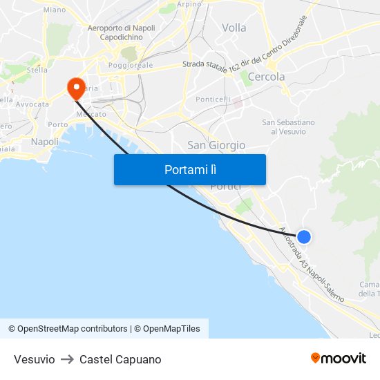 Vesuvio to Castel Capuano map