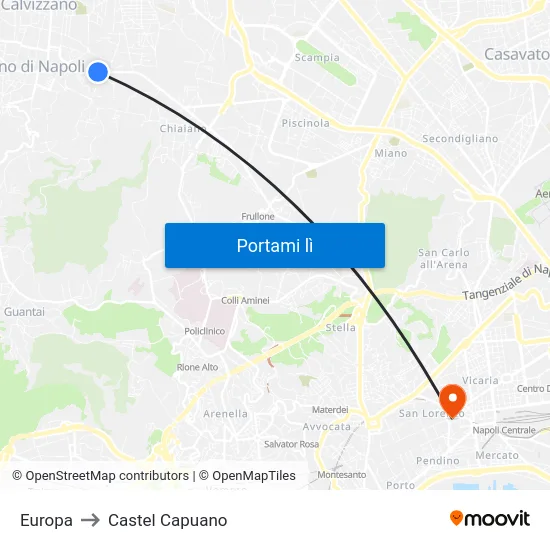 Europa to Castel Capuano map