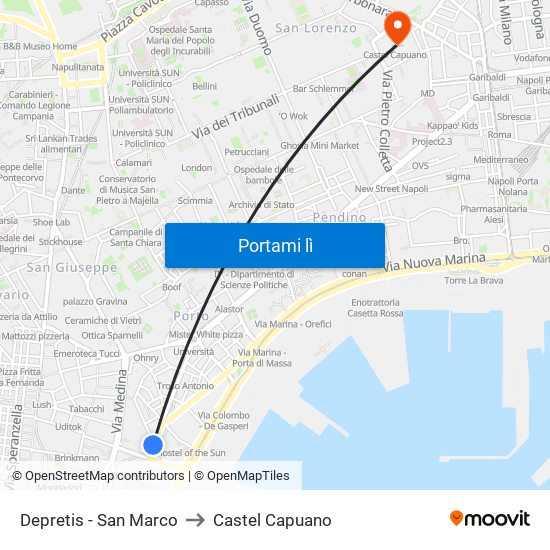 Depretis - San Marco to Castel Capuano map