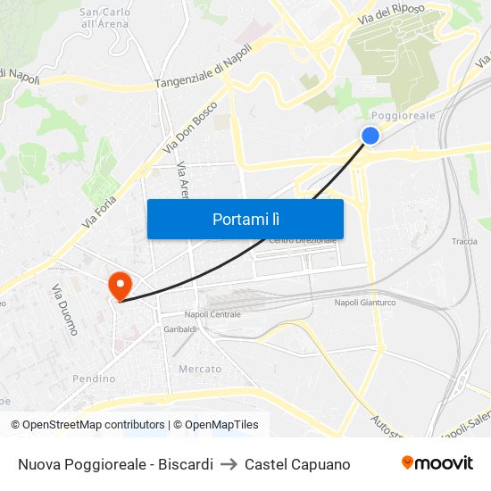 Nuova Poggioreale - Biscardi to Castel Capuano map