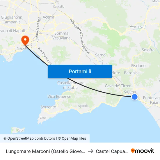 Lungomare Marconi (Ostello Gioventù) to Castel Capuano map