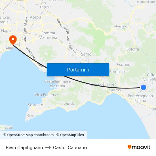 Bivio Capitignano to Castel Capuano map