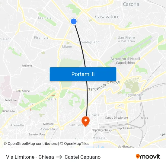 Via Limitone - Chiesa to Castel Capuano map