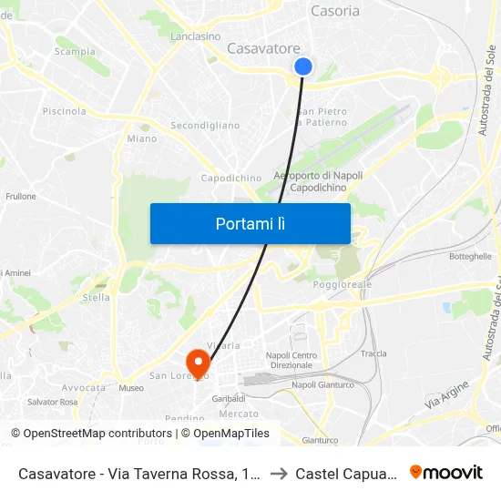 Casavatore - Via Taverna Rossa, 153 to Castel Capuano map
