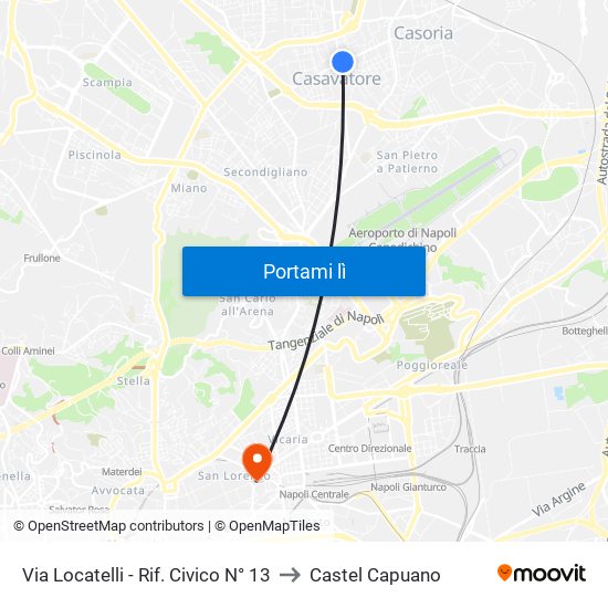 Via Locatelli - Rif. Civico N° 13 to Castel Capuano map