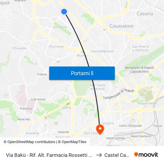 Via Bakù - Rif. Alt. Farmacia Rossetti Adiacente P.T. to Castel Capuano map