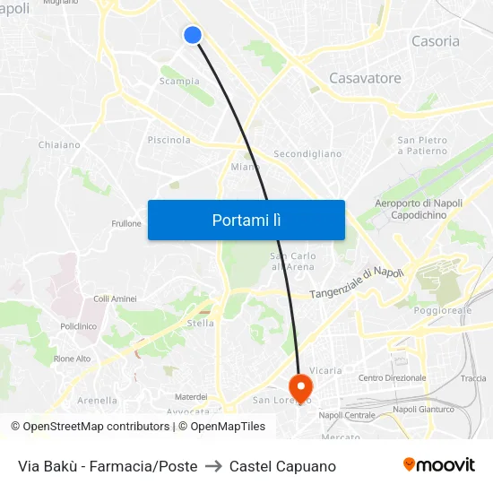 Via Bakù - Farmacia/Poste to Castel Capuano map