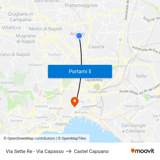 Via Sette Re - Via Capasso to Castel Capuano map