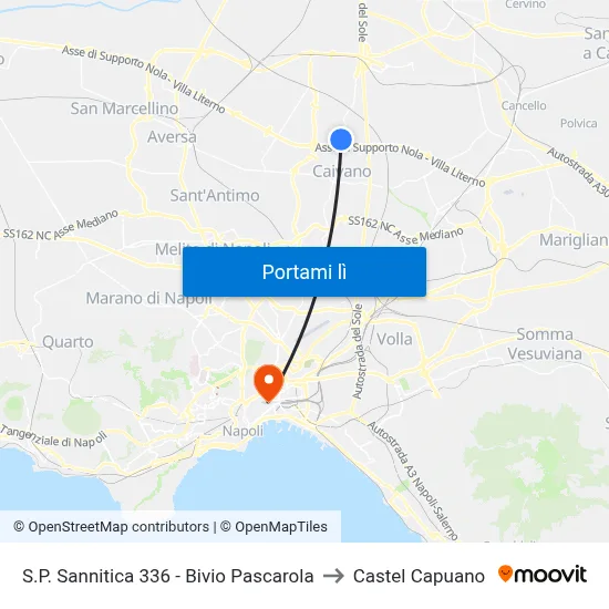 S.P. Sannitica 336 - Bivio Pascarola to Castel Capuano map