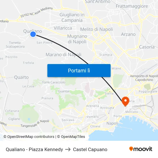 Qualiano - Piazza Kennedy to Castel Capuano map