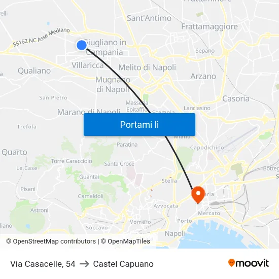 Via Casacelle, 54 to Castel Capuano map