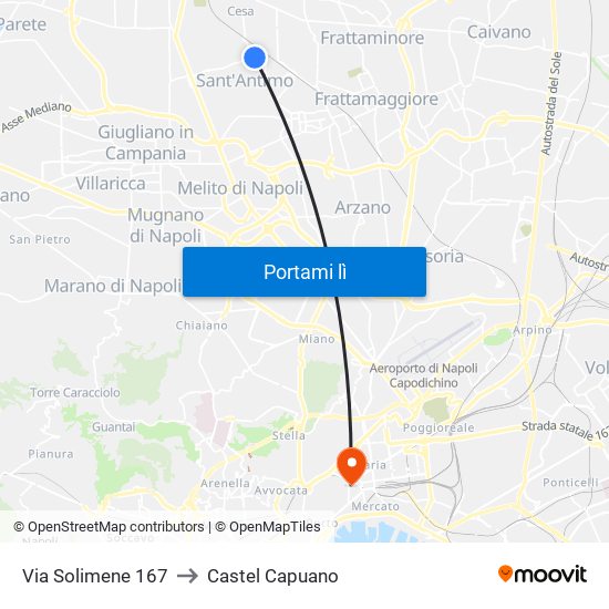 Via Solimene 167 to Castel Capuano map