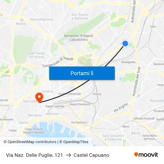 Via Naz. Delle Puglie, 121 to Castel Capuano map