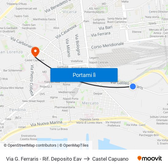 Via G. Ferraris - Rif. Deposito Eav to Castel Capuano map