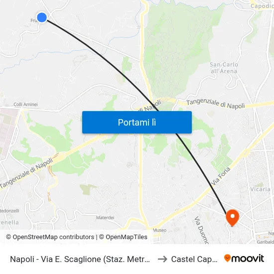 Napoli - Via E. Scaglione (Staz. Metrò Frullone) to Castel Capuano map
