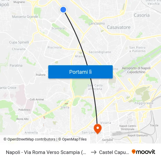 Napoli - Via Roma Verso Scampia (Carcere) to Castel Capuano map