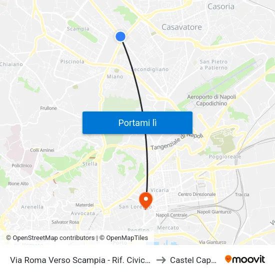 Via Roma Verso Scampia - Rif. Civico N° 56c to Castel Capuano map