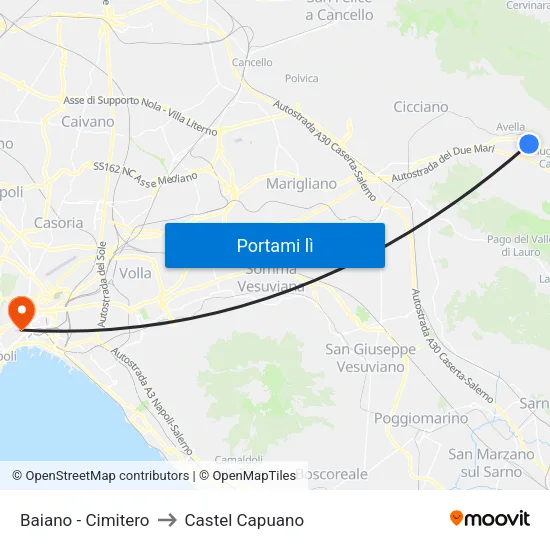 Baiano - Cimitero to Castel Capuano map