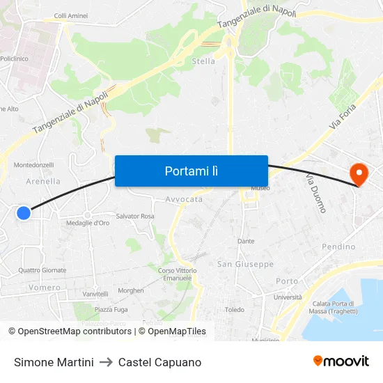 Simone Martini to Castel Capuano map
