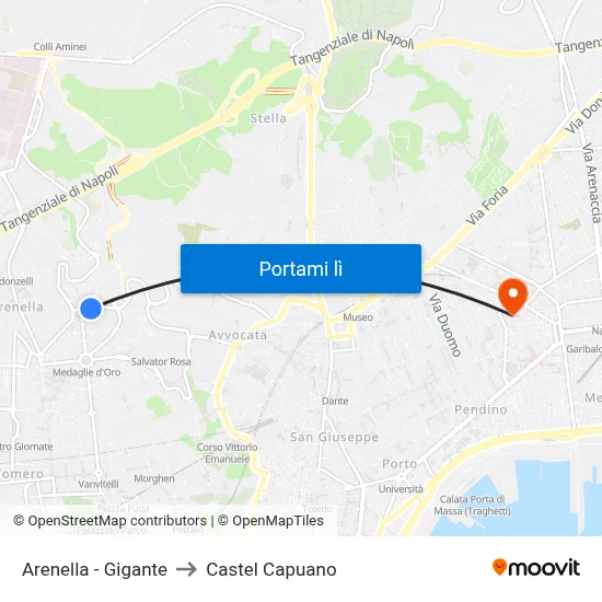Arenella - Gigante to Castel Capuano map