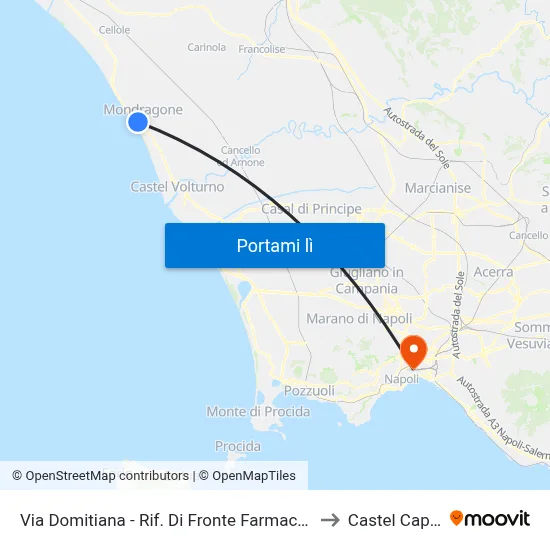 Via Domitiana - Rif. Di Fronte Farmacia Comunale to Castel Capuano map