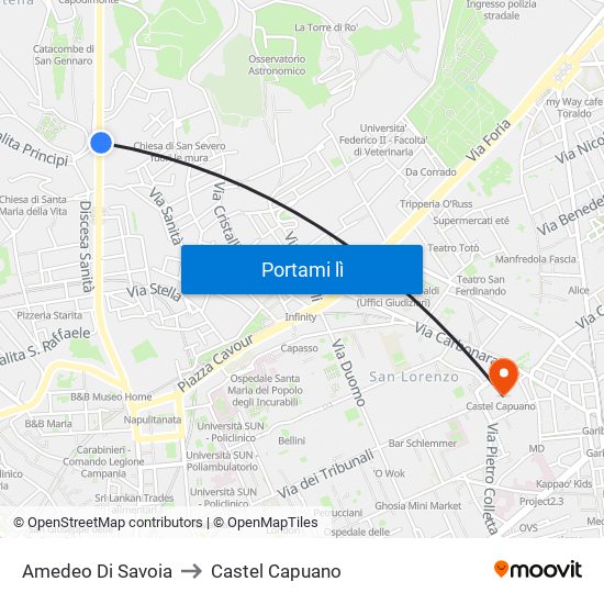 Amedeo Di Savoia to Castel Capuano map