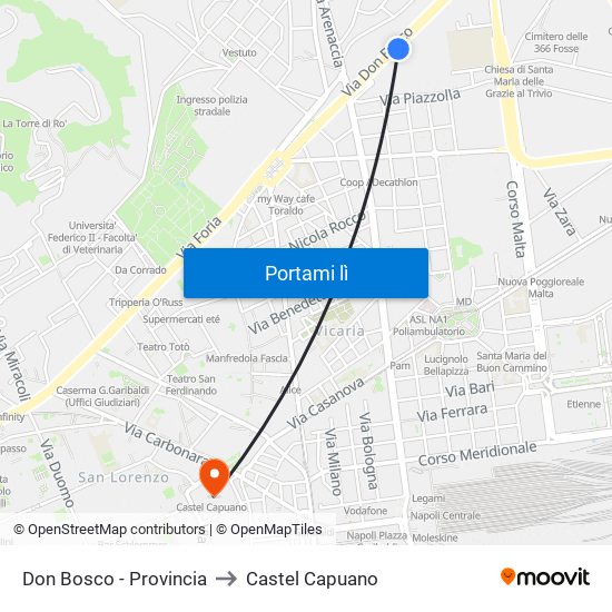 Don Bosco - Provincia to Castel Capuano map