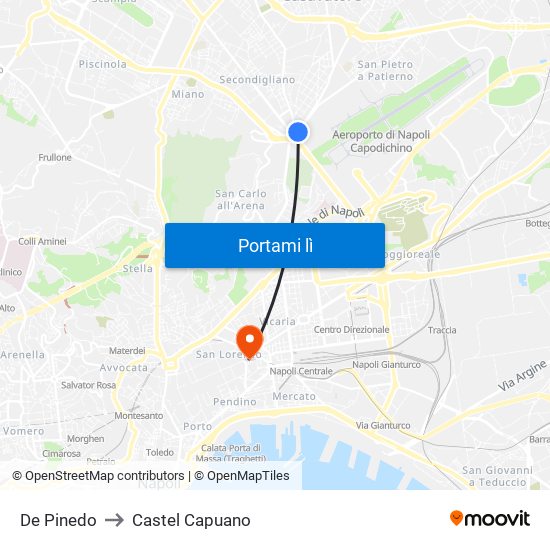 De Pinedo to Castel Capuano map